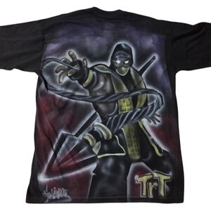 Scorpion Mortal Kombat Airbrushed T-Shirt Black 2XLT Heavyweight USA Pro Club